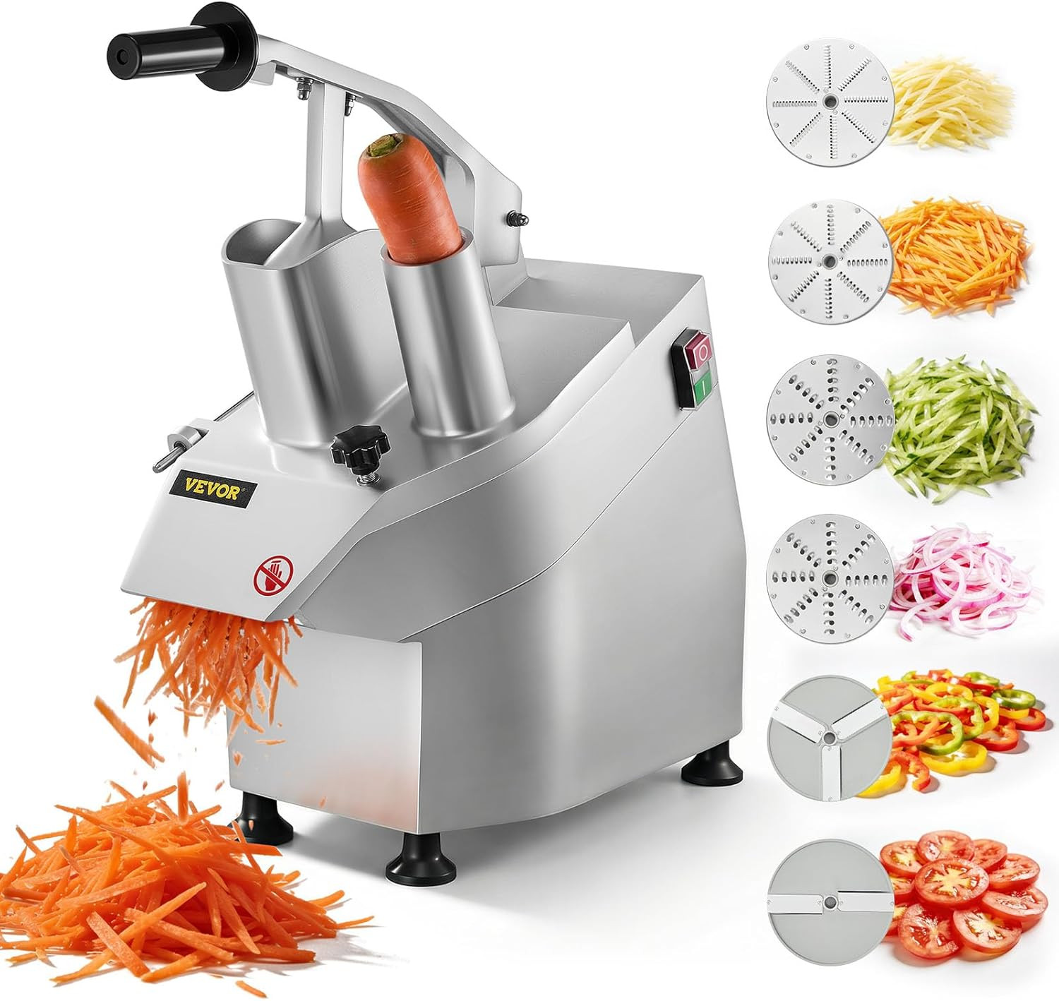 Commercial Food Processor 2 Feeding Holes, 550W Electric Vegetable Slicer 1600 R