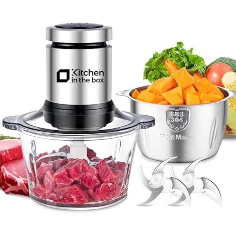 400W Food Processor Vegetable Chopper Meat Grinder Dual Bowls 2 Speed S-Blades