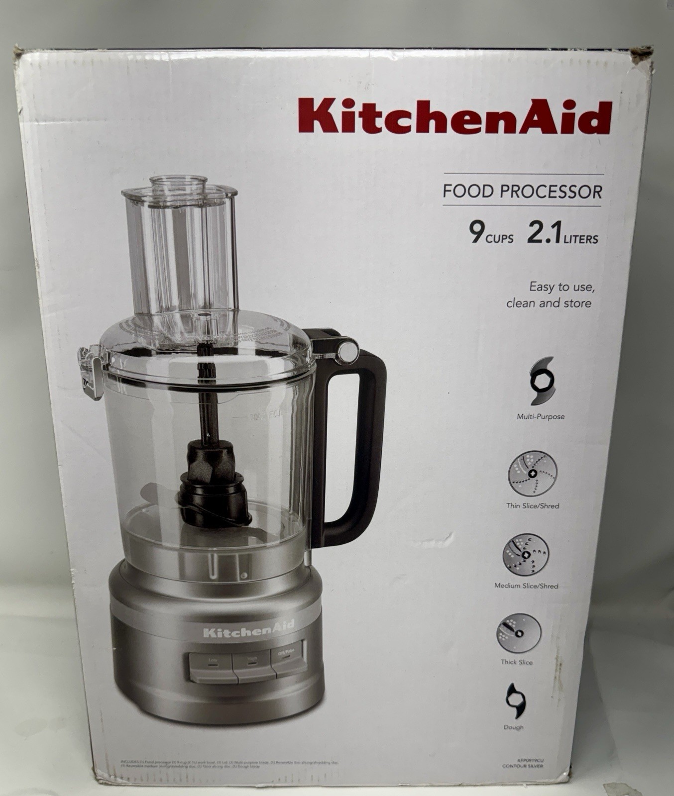 KitchenAid 9 Cup Food Processor Plus 3 Speed Option Wide Mouth Empire Silver NEW