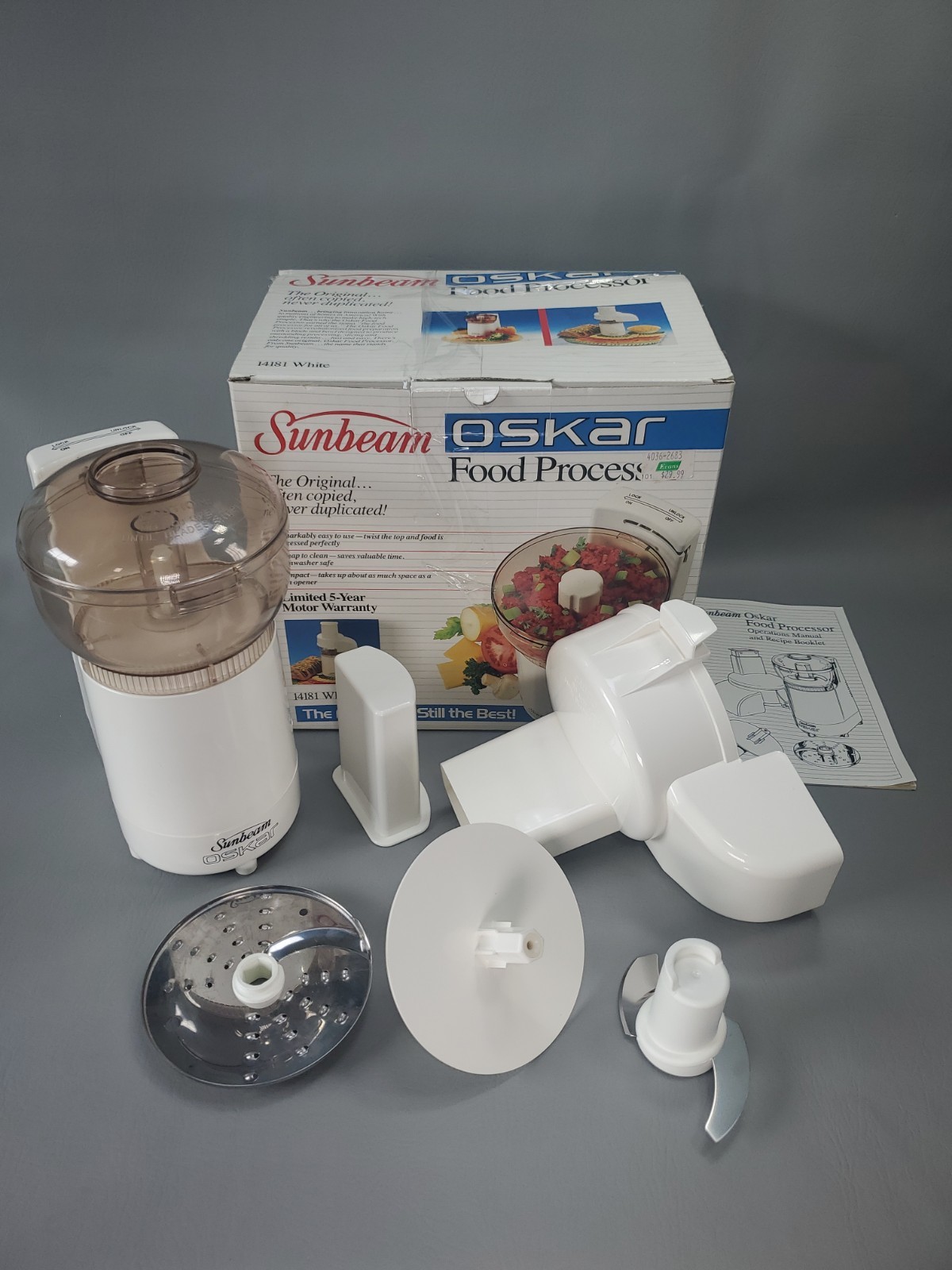 NEW IN BOX – 1989 Vintage Sunbeam Oskar 14181 Food Processor RARE Made in France