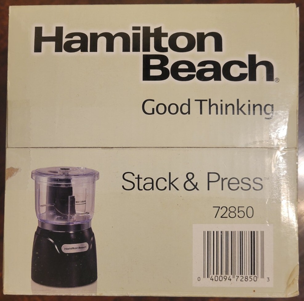 Hamilton 72850 Beach Stack & Press 3-Cup Chopper – Black – NEW OPEN BOX