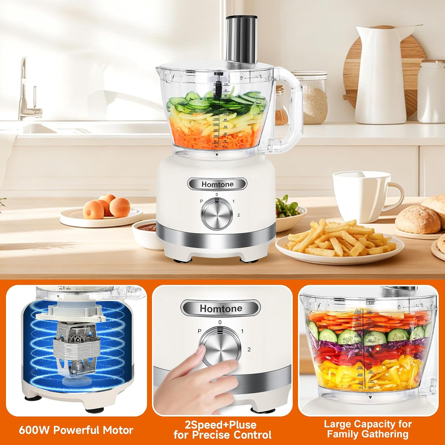 16-Cup Food Processor, Large 9-IN-1 Food Veggie Chopper for Home Meal Prep, 7 Bl