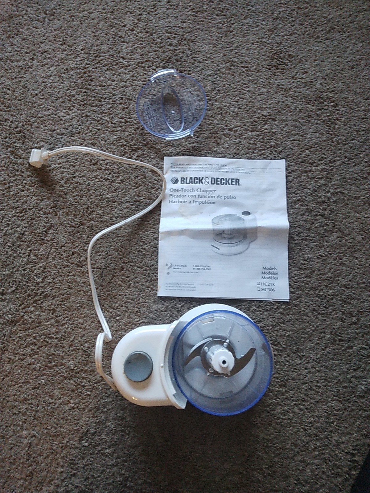 Black & Decker Home 1 1/2 Cup One Touch Electric Chopper White Model HC306