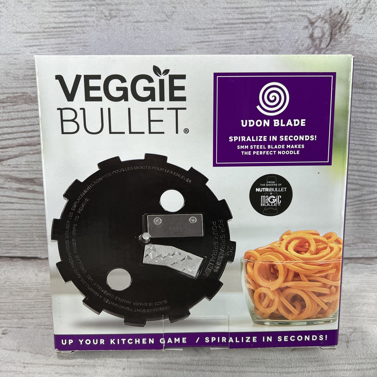 New Veggie Bullet UDON BLADE Noodle Spiralizer Stainless Steel 5mm VB-BX074-23
