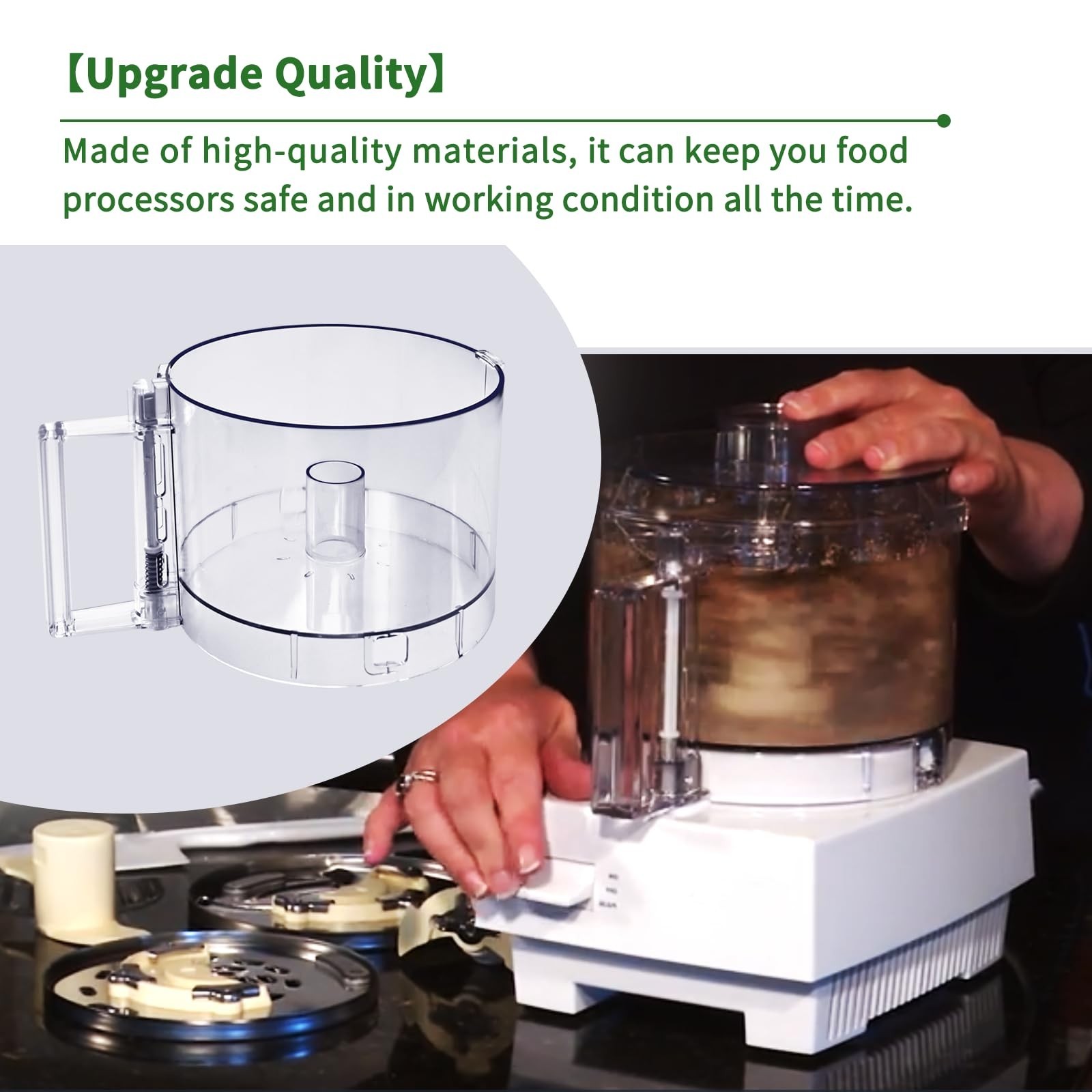 7-Cup Food Processor Work Bowl for Cuisinart DLC-10, FP-631AGTX-1, 2 Tabs Design