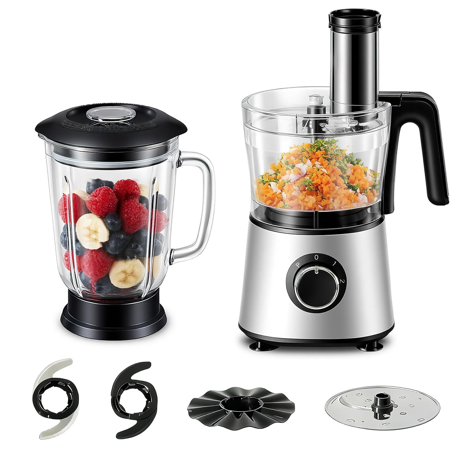 Food Processor Blender Combo for Vegetable, Dough, Electric Food Processors S…