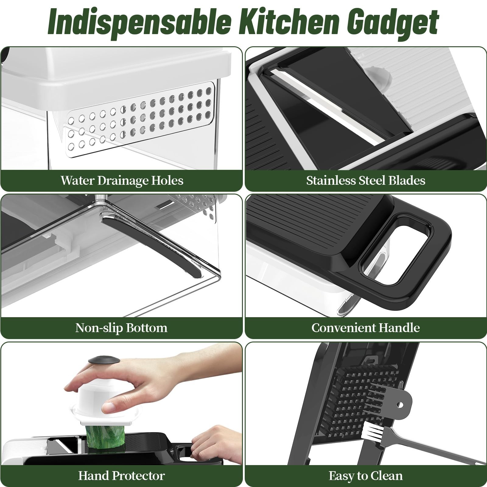 StoreHappily 12-in-1 Vegetable Chopper, 7 Blades Veggie Chopper Large, Black