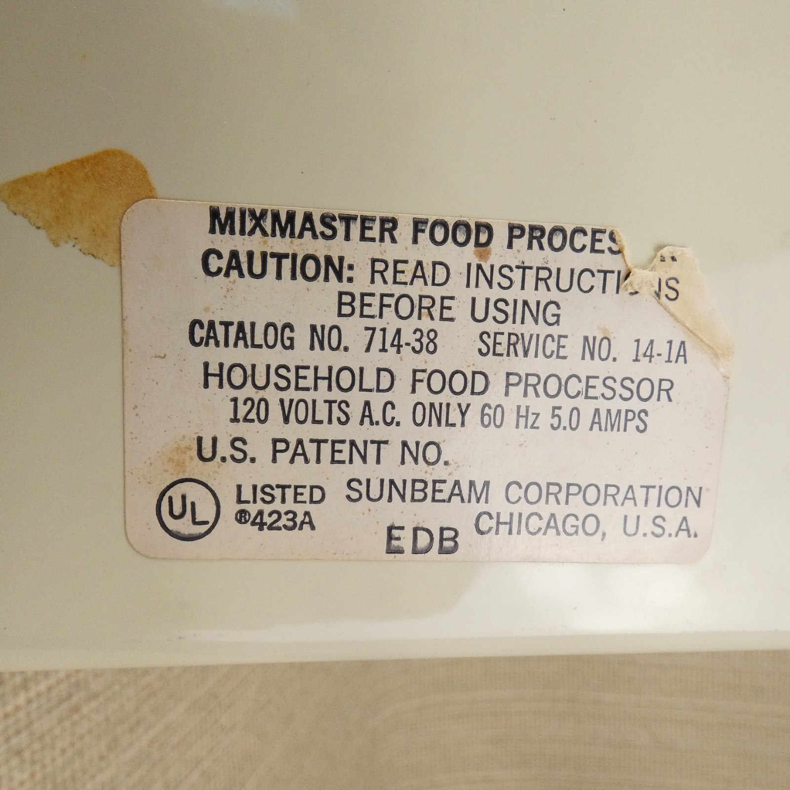 Sunbeam Food Processor Vista 714-38 Replacement Parts – CHOOSE PART