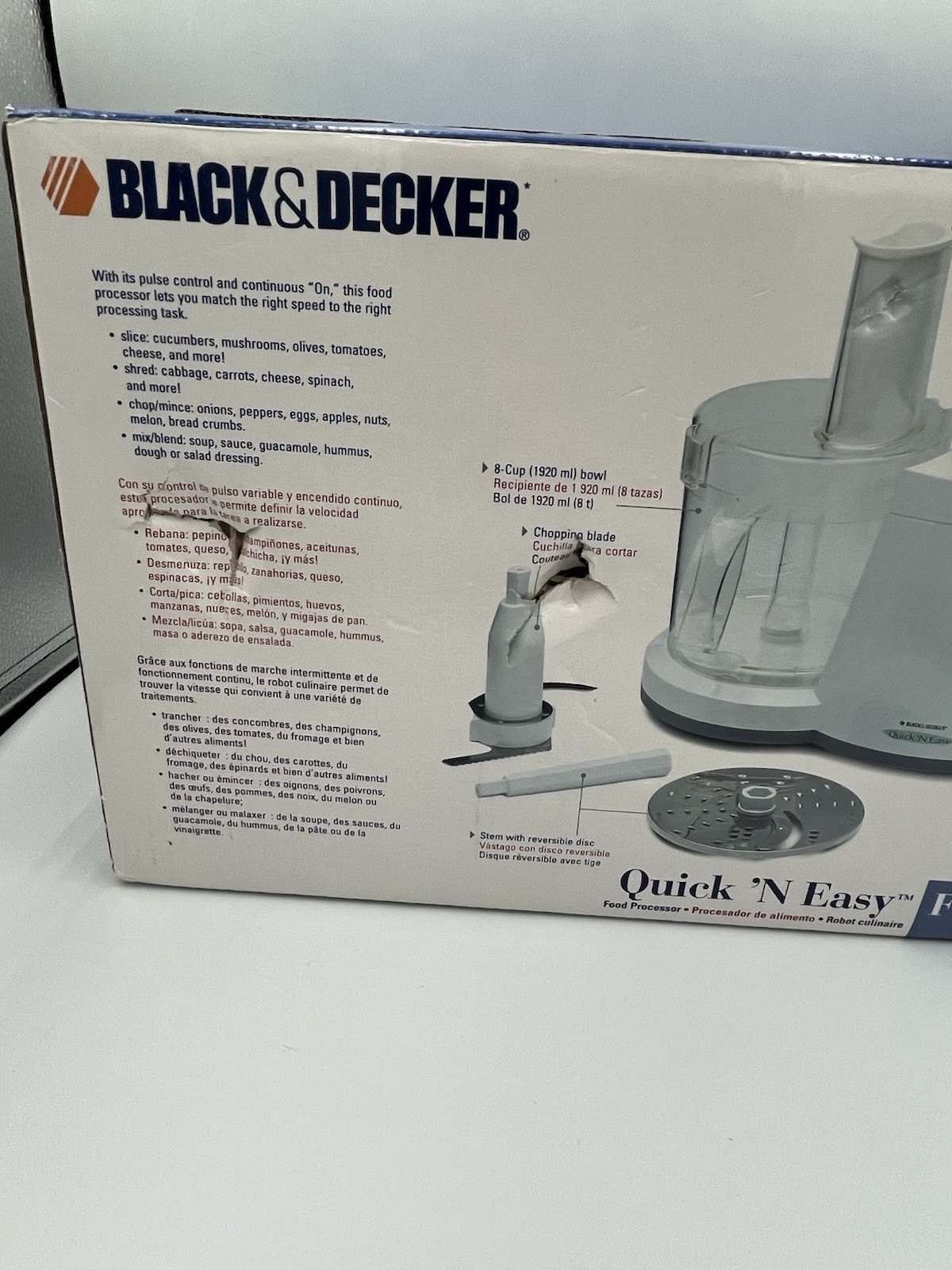 Black & Decker Quick N Easy Food Processor FP1300 New In Open Box