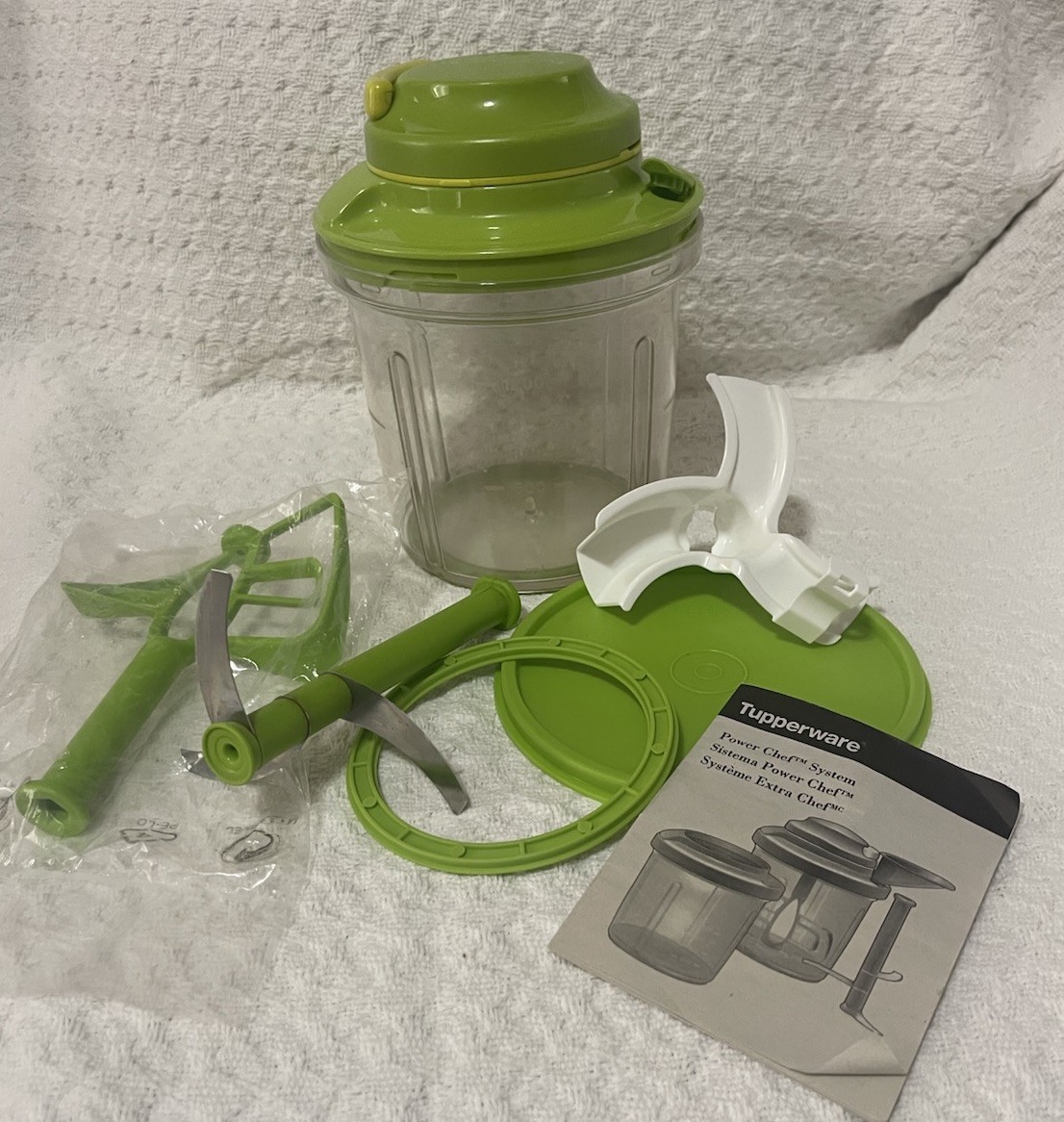 Tupperware Power Chef System Manuel Blade Mixer Paddle Margarita Green NIB New!