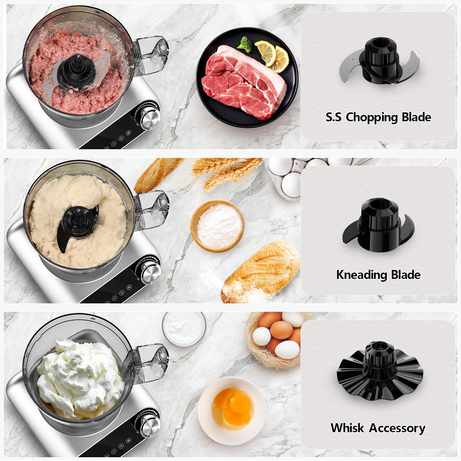 Camic Blender & Food Processor Combo,6 Functions for Smoothies,Chopping,Slicing