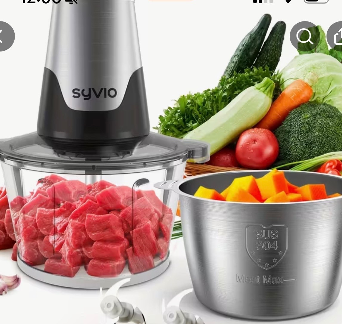 [Christmas Gifts] Syvio Food Processors with 2 Bowls, Meat Grinder 4 Bi-Level Bl
