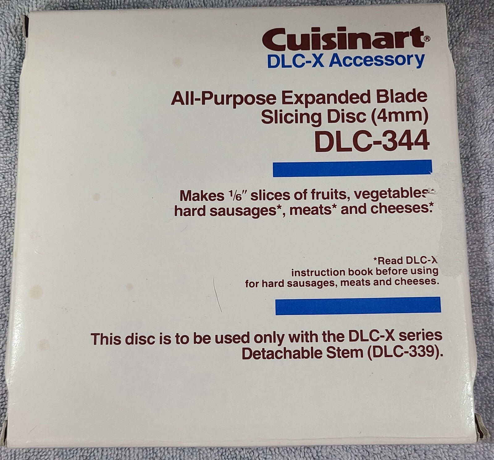 NIB CUSINART FOOD PROCESSOR 4MM STANDARD SLICING DISC FOR 20-CUP MODEL DLC-344