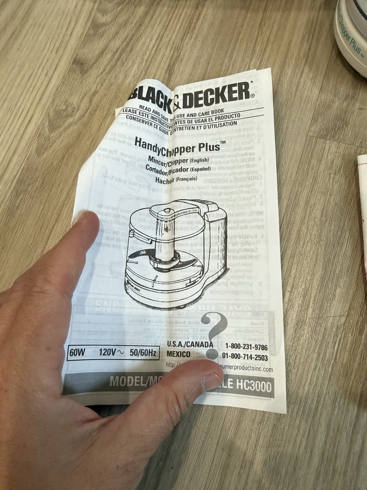 Black & Decker HandyChopper Plus Mincer Food Processor White w Box Manual HC3000