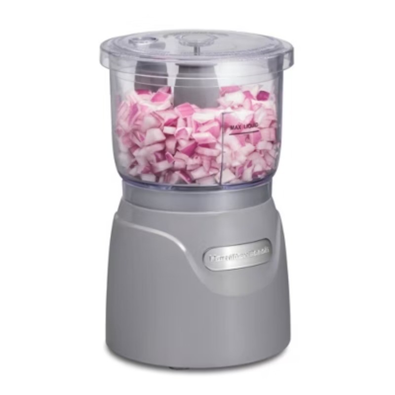 3-Cup Stack & Press Food Chopper Gray: Compact Veg Processor, DW Safe