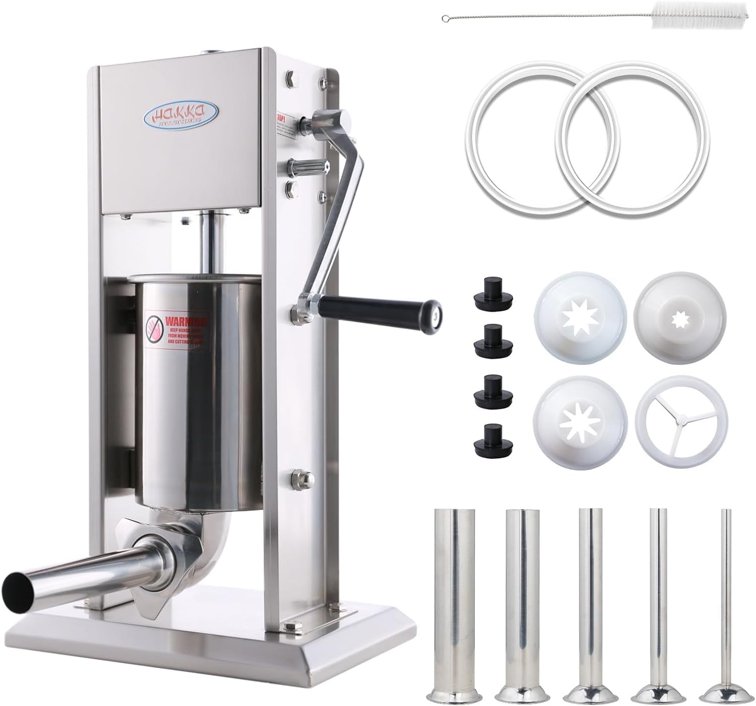 Hakka 2 in 1 Sausage Stuffer, Vertical Maker and 7LB/3L, Sliver