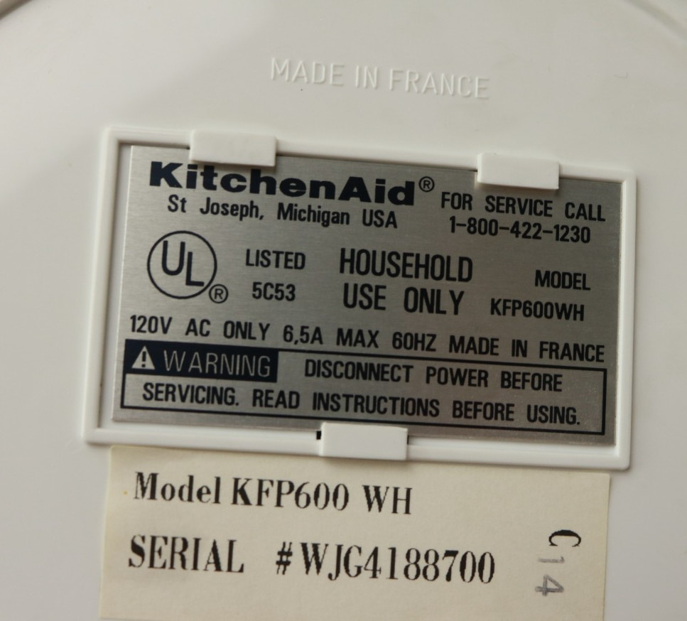 KitchenAid Food Processor Ultra Power KFP600 NO Accessories NO Blade