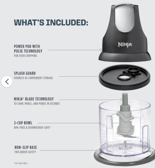 Ninja Express Chop 2-Cup Food Chopper, One-Touch Pulsing, Splash Guard & Storage