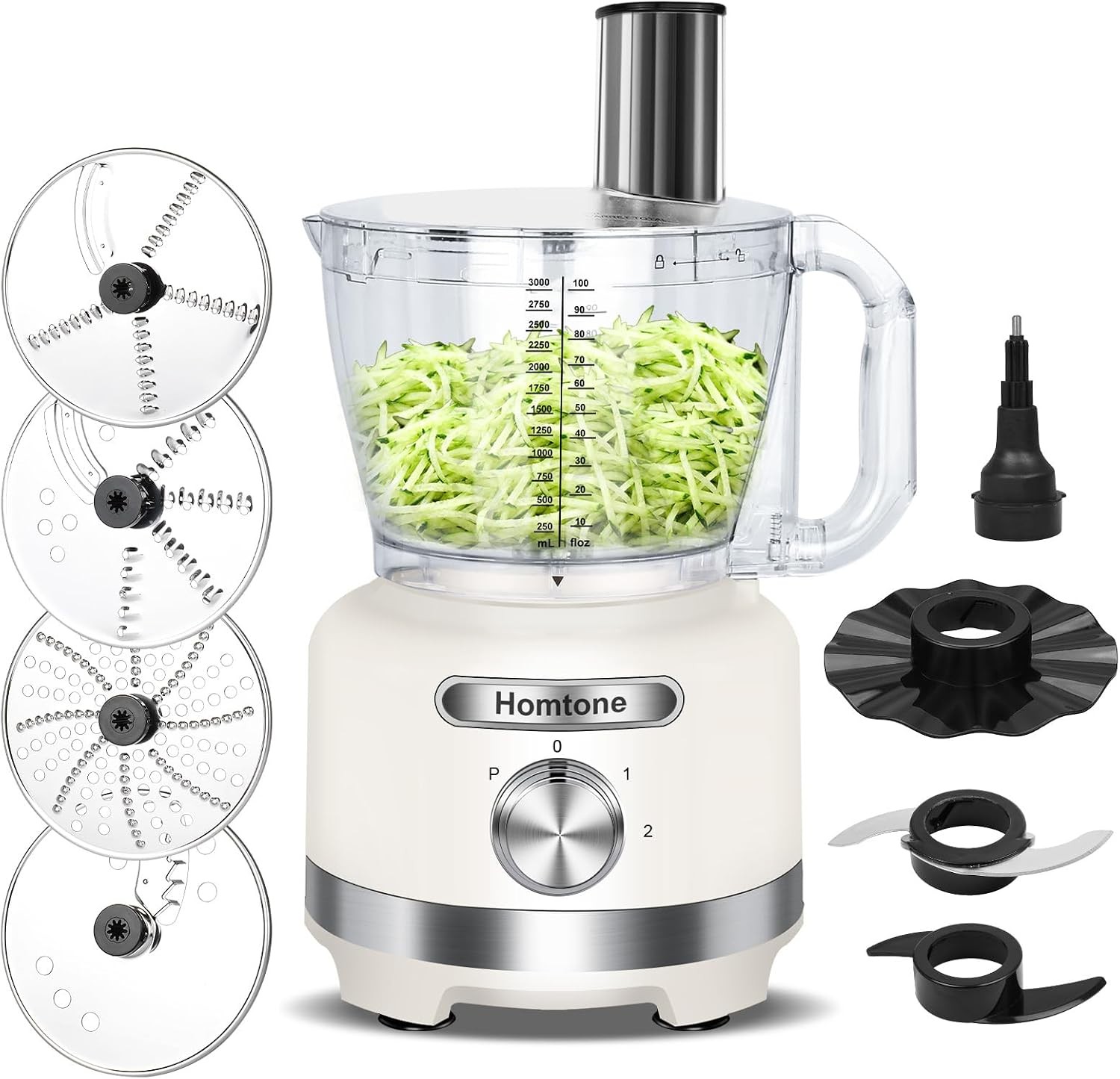 Large Food Processor Homtone 16 Cup Chopper Shredder Slicer