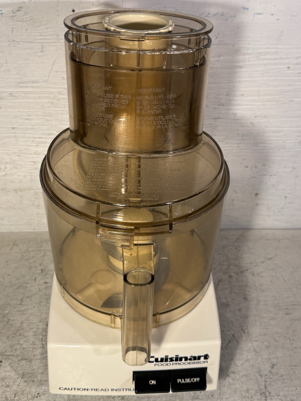Cuisinart 11 Cup Food Processor White W/Amber Bowl Tested Working Made In Japan