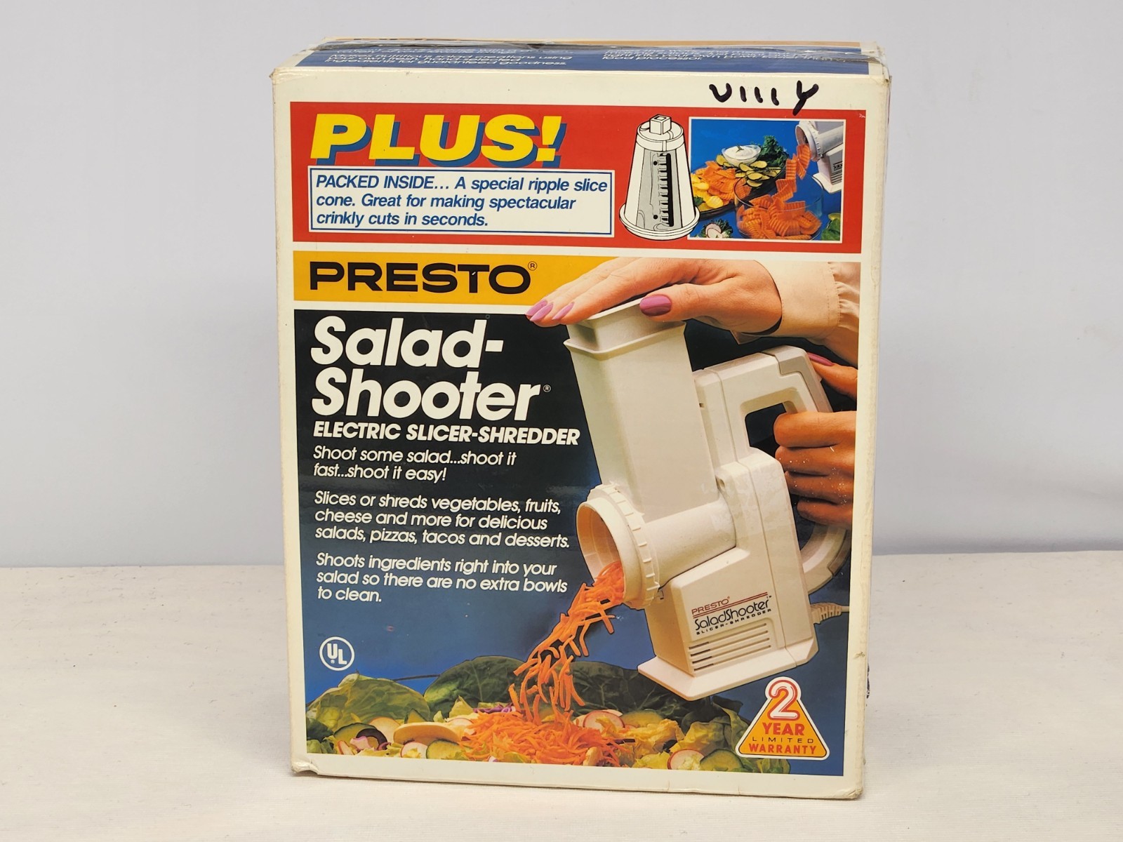 1991 PRESTO Salad Shooter Slicer Shredder 02915 Plus Ripple Cone NEW