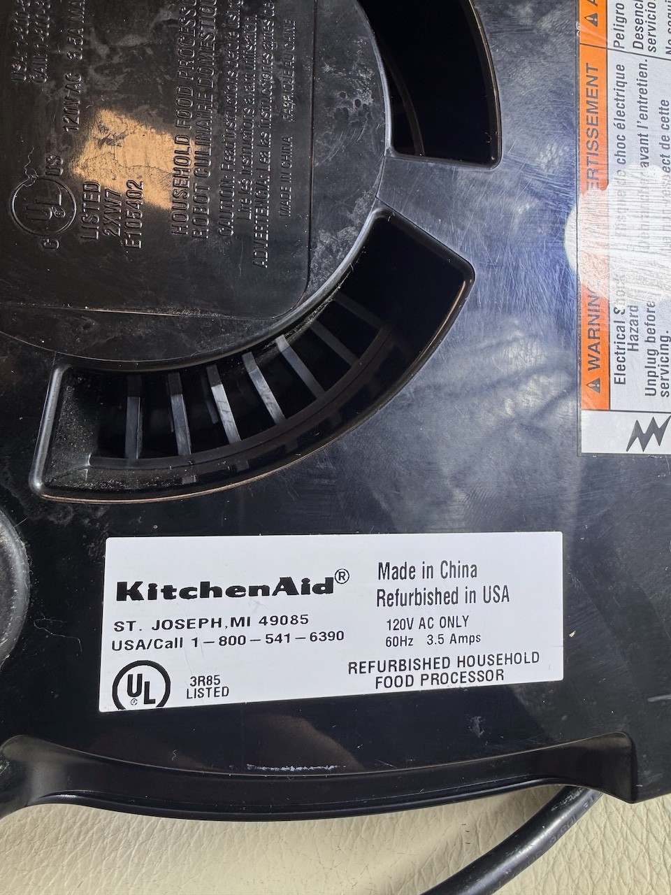 KitchenAid Food Processor Silver KFP1333CU Motor Base Unit Only Tested KFP1333