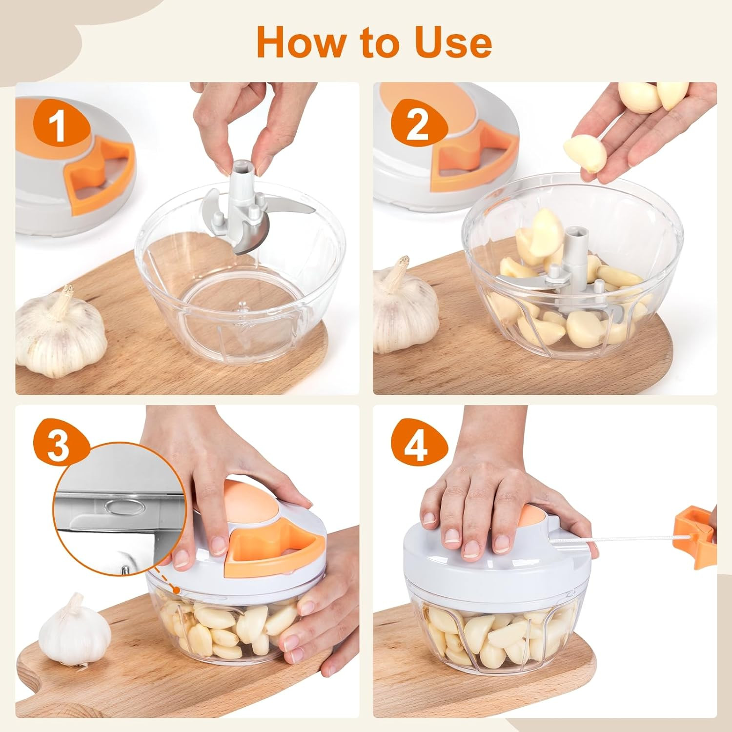 Manual Food Processor & Vegetable Chopper, Hand Pull String Garlic Mincer Onion