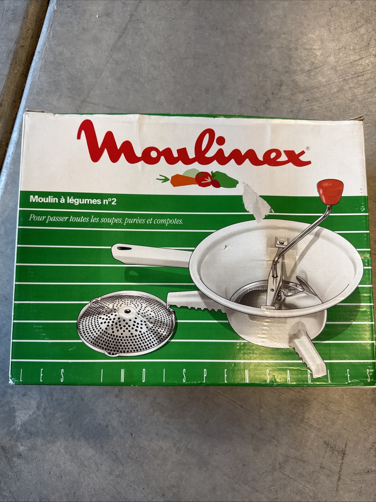 Vtg Moulin Food Processor Moulinex No 2 Vegetable 2 Metal Mills 448 Rotary Mill
