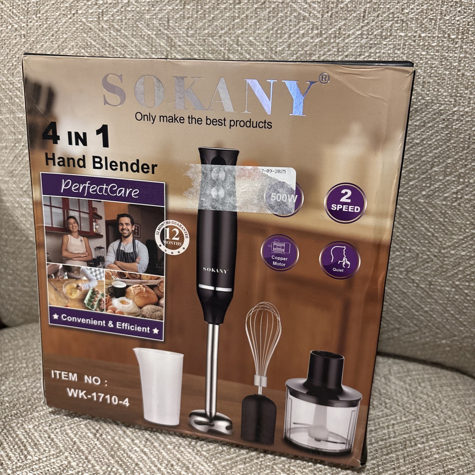 SOKANY 4-IN-1 Dishwasher Safe Hand Blender 110V, 50/60HZ, 500W, (Model WK 17104)