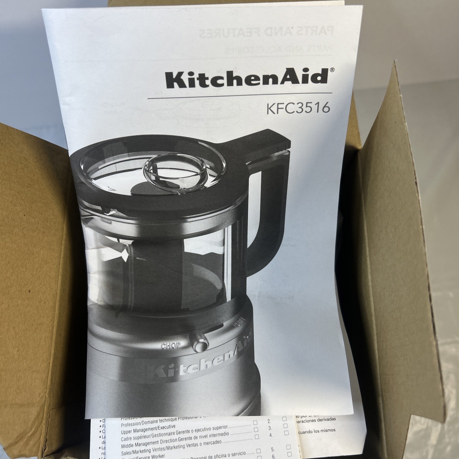 KitchenAid KFC3516CU Mini Food Processor 3.5 Cup Silver Open Box