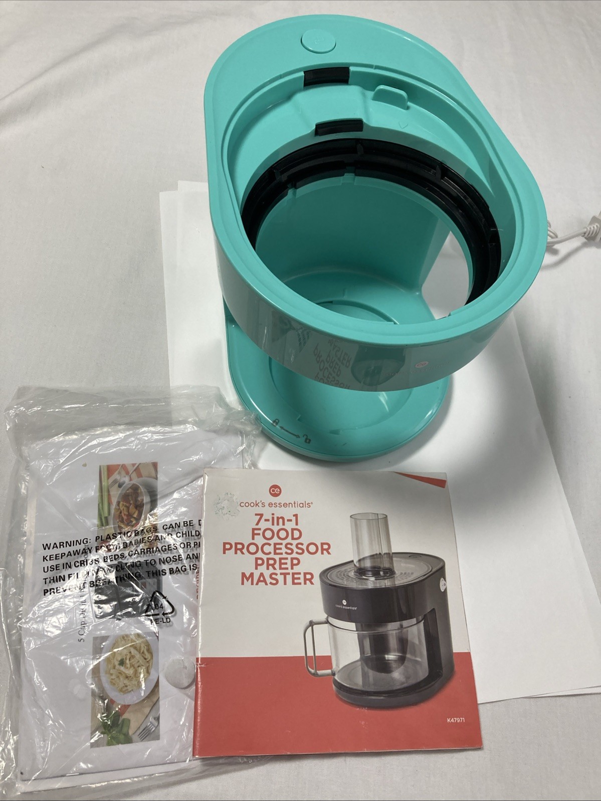 Cooks Essentials 7-1 Food Processor Model K47971 replacement Motor Base & Manual