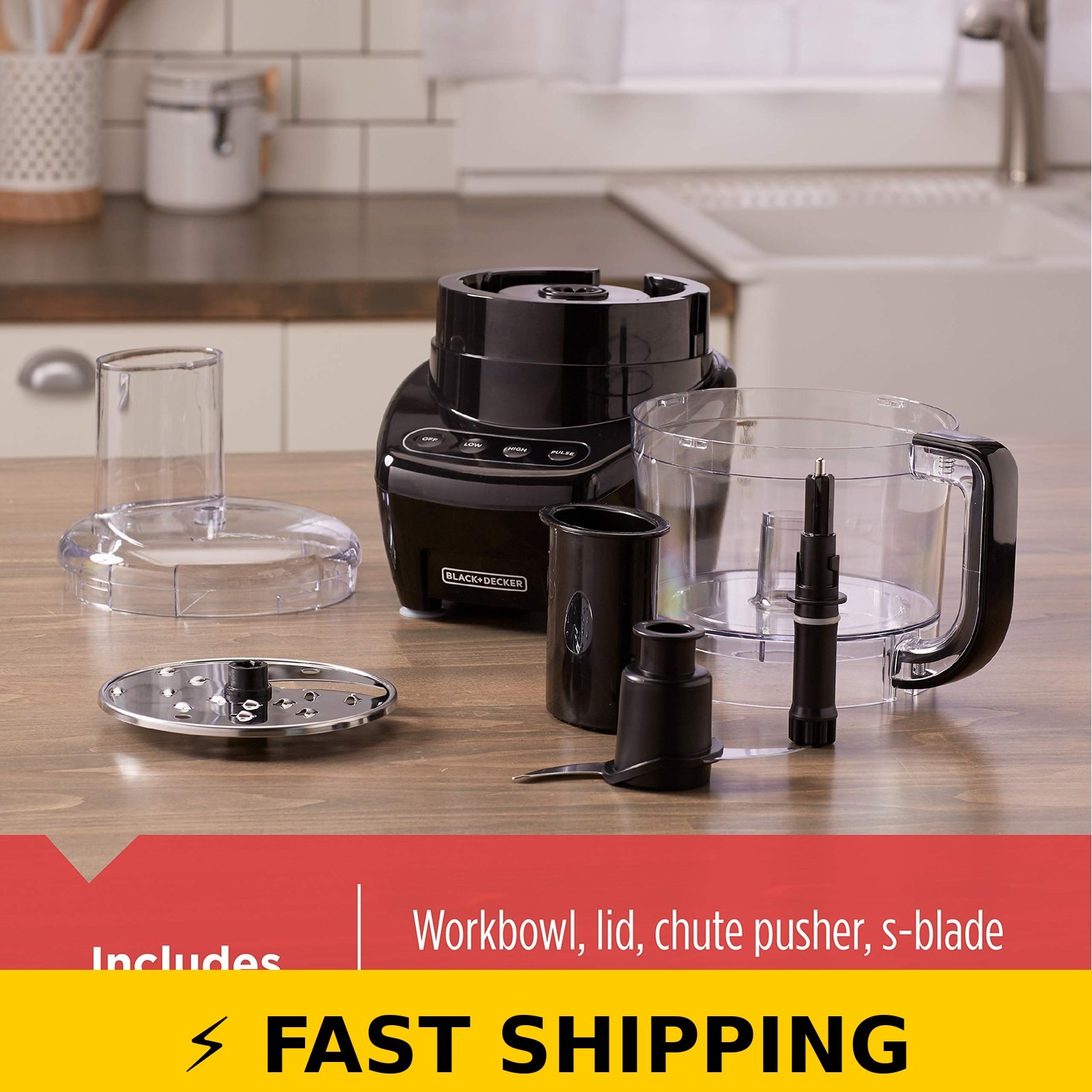 BLACK+DECKER 8-Cup Food Processor – Stainless Steel S-Blade, Touchpad Black