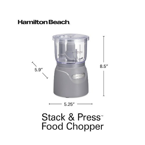 Hamilton Beach 3-Cup Stack & Press Food Chopper Gray 72740: Dishwasher-Safe