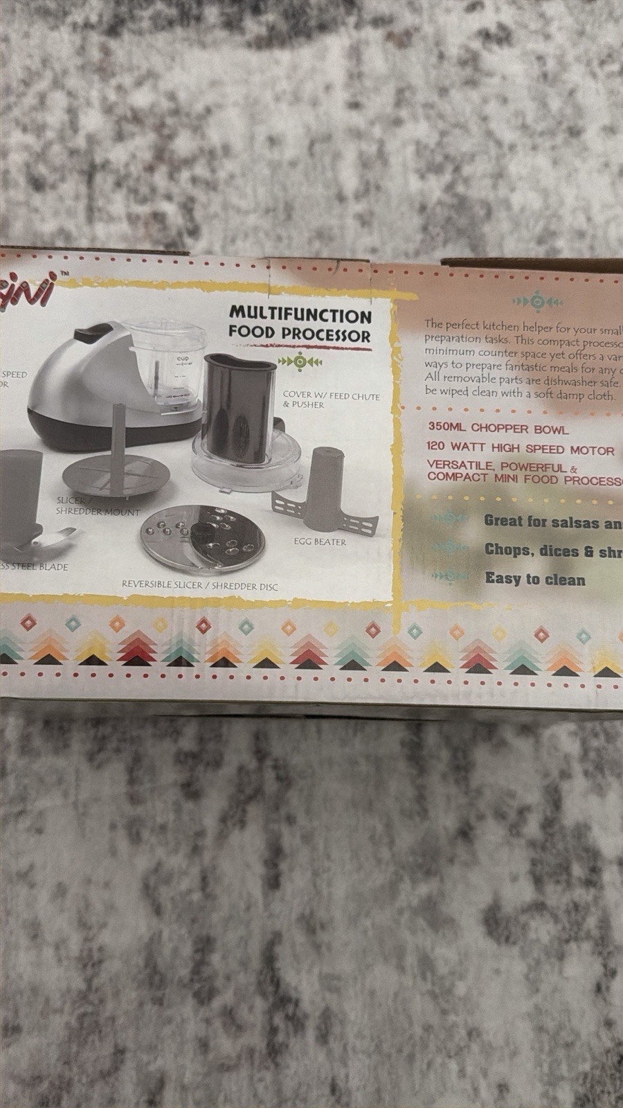 Parini NDJ-208 Mini Food Processor 350mL 120W Chop Slice Shred, Blade/Disc