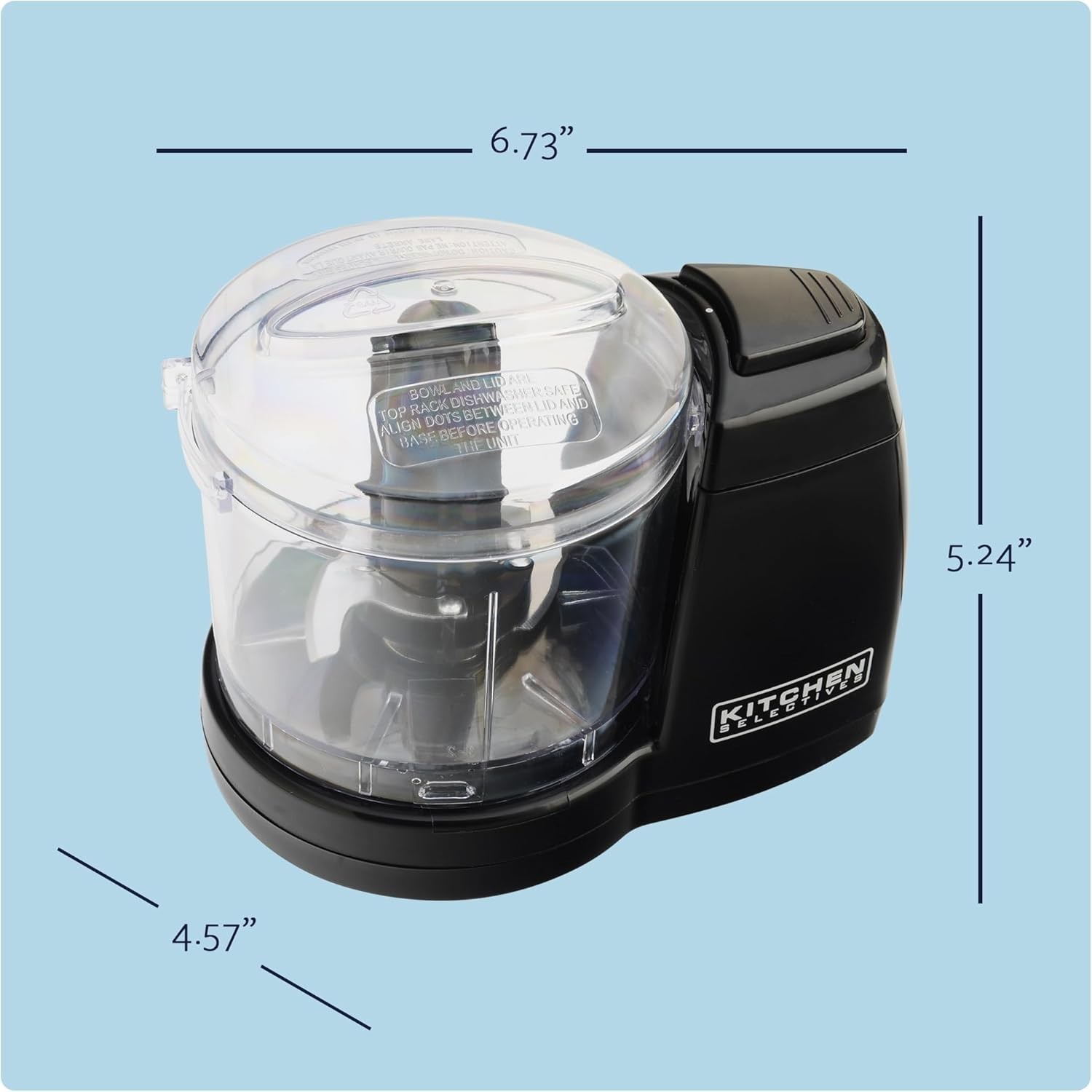 Mini Electric Food Chopper for Kitchen -Chops, Minces & Dices -1-1/2 Cups, Black