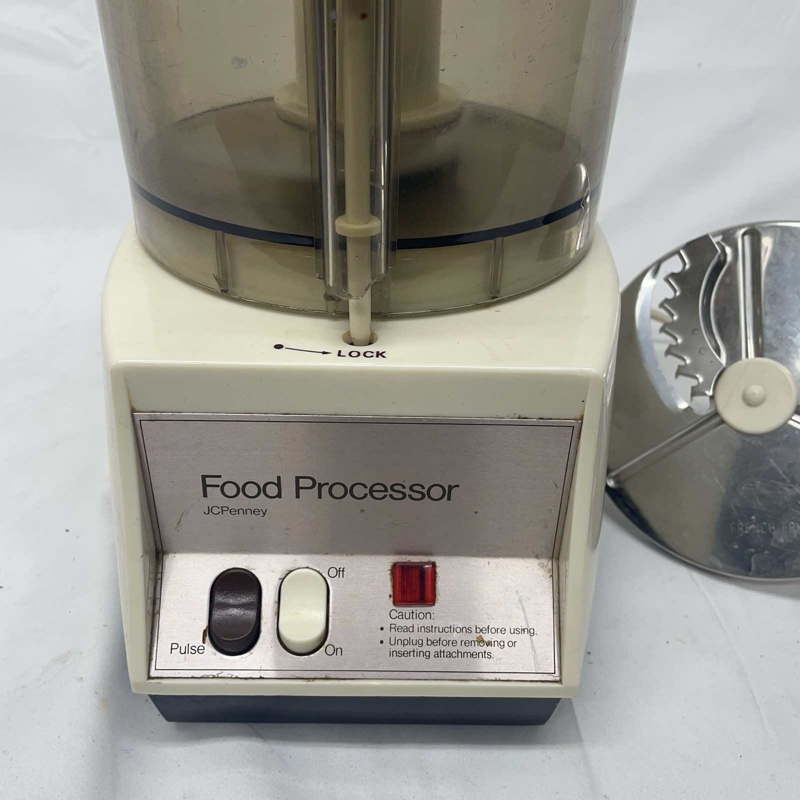 Vtg JC Penney Food Processor 8340 Bowl Lid Pusher W/Fry Blade Working For Parts