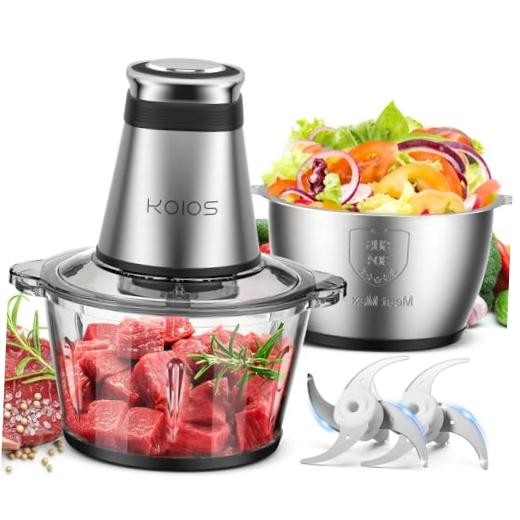 Food Processor, 500W Electric Food Chopper with 2 Bowls (8 Cup+8 Cup) & Black