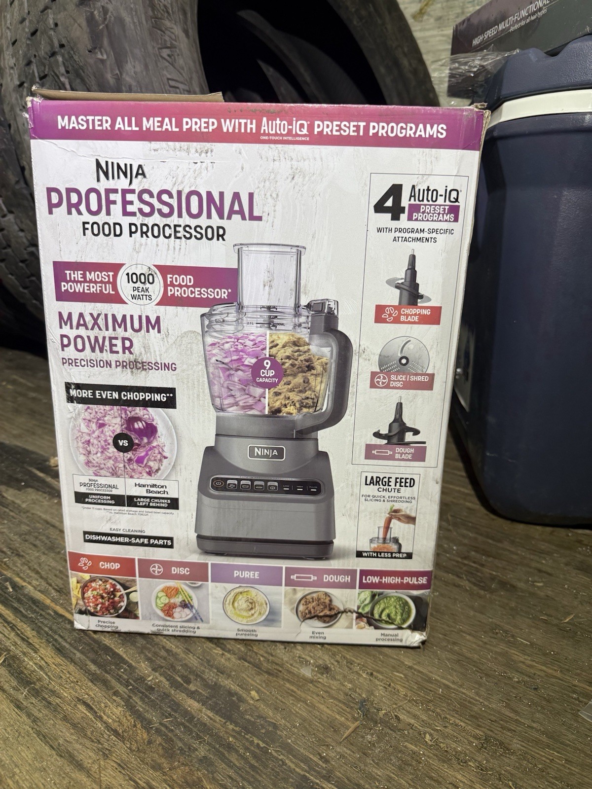 Ninja Professional Food Processor 1000W 9 Cup Auto-IQ, Chopping & Slice/Shred