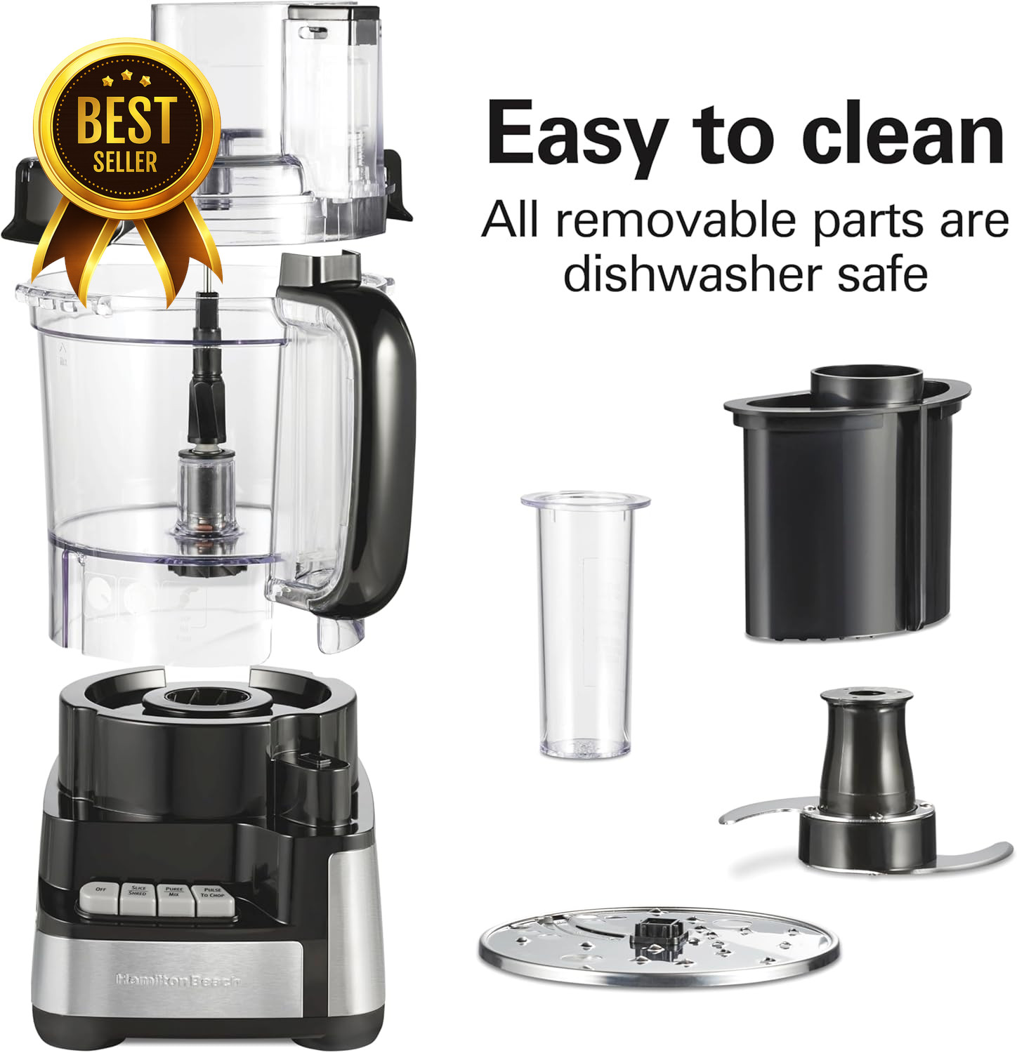 12 Cup Food Processor 450W Stack Snap Chopper Stainless Steel Blades Black