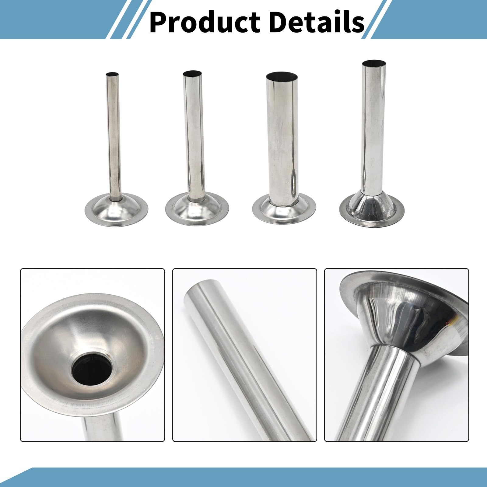 Saihisday Stainless Steel Sausage Stuffer Tubes Food Meat Grinder #22, Silver