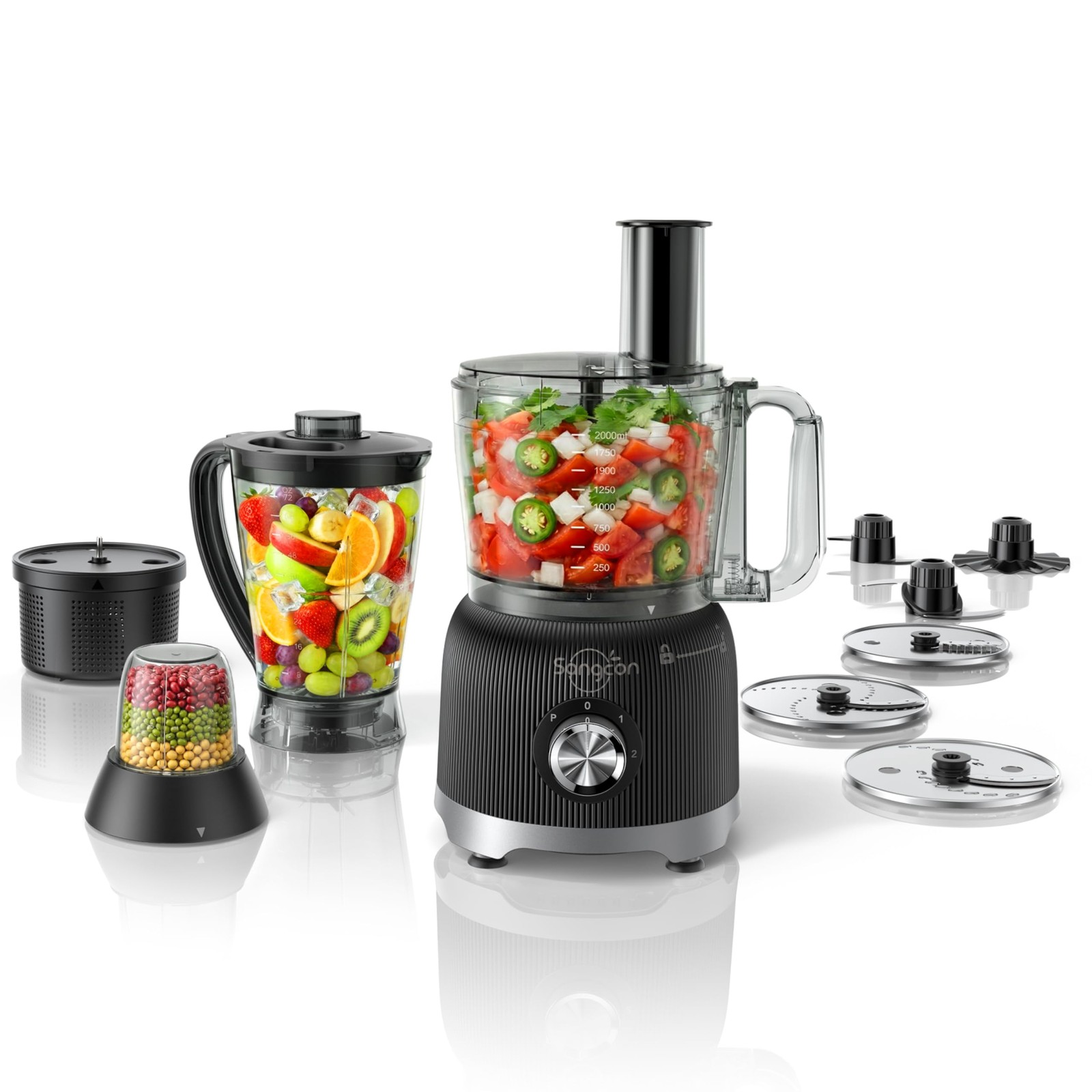 Smoothie Blender and Food Processor Combo for Kitchen, 600W Vegetable Chopper…