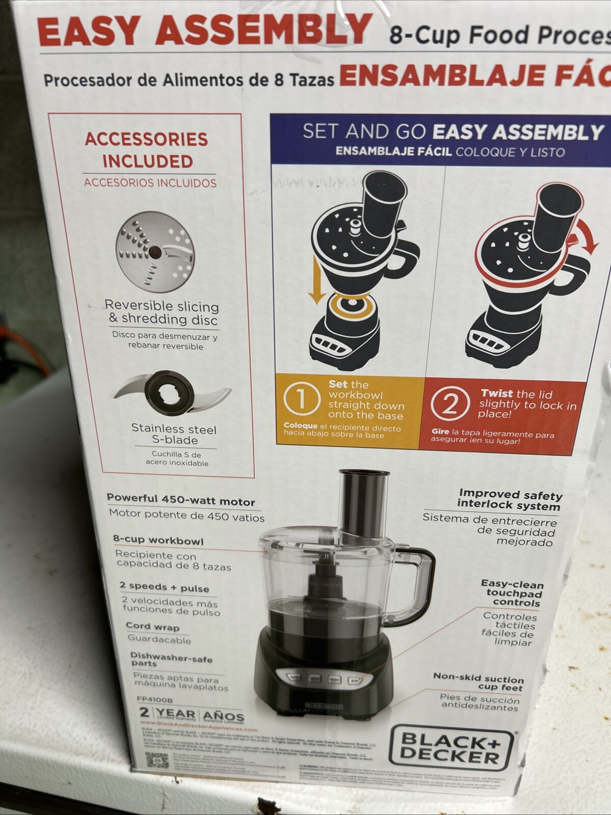 Black Decker Easy Assembly 8 Cup Food Processor with Stainless Steel Blade