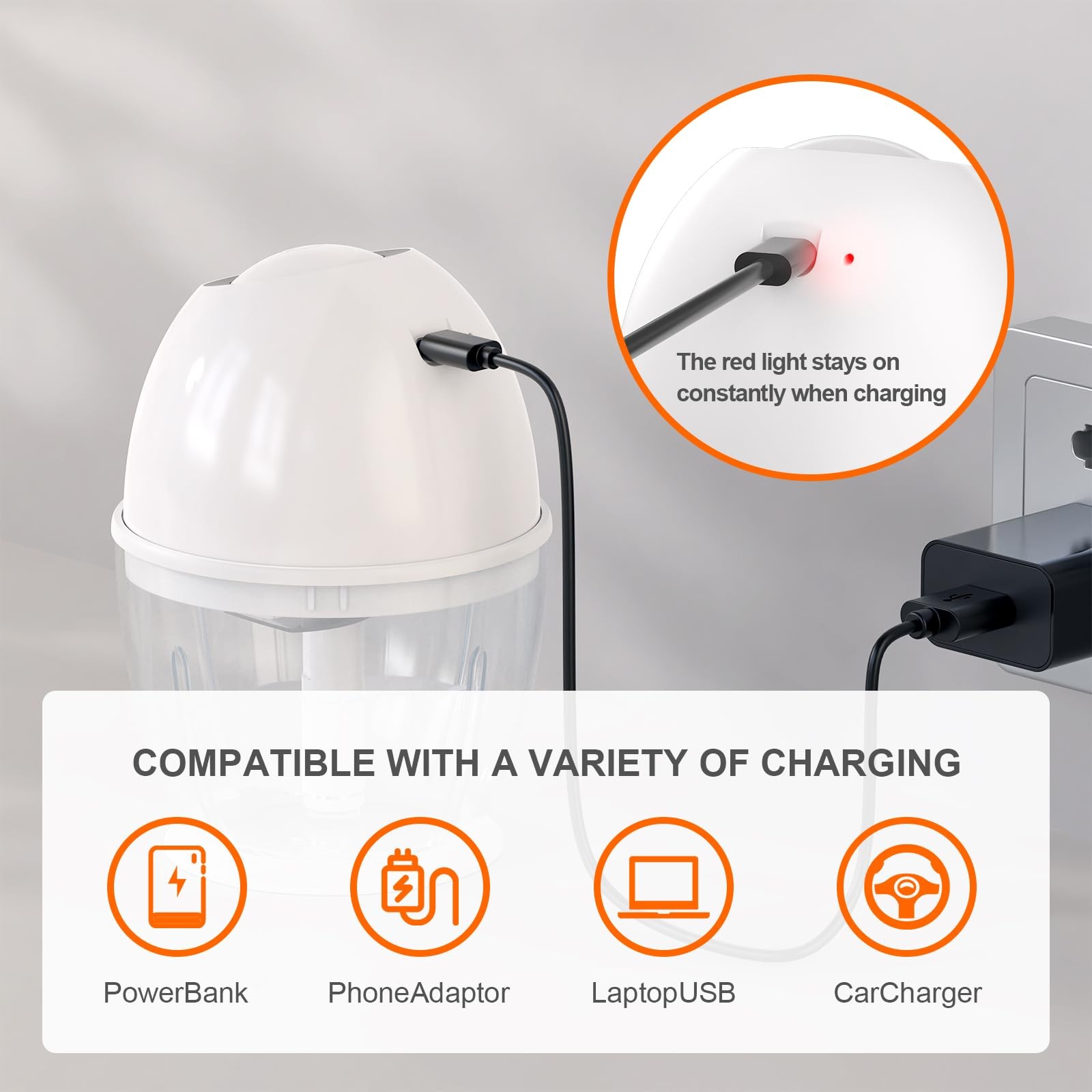 Portable Electric Garlic Chopper, 450ML Large Volume Cordless Mini Food Proce