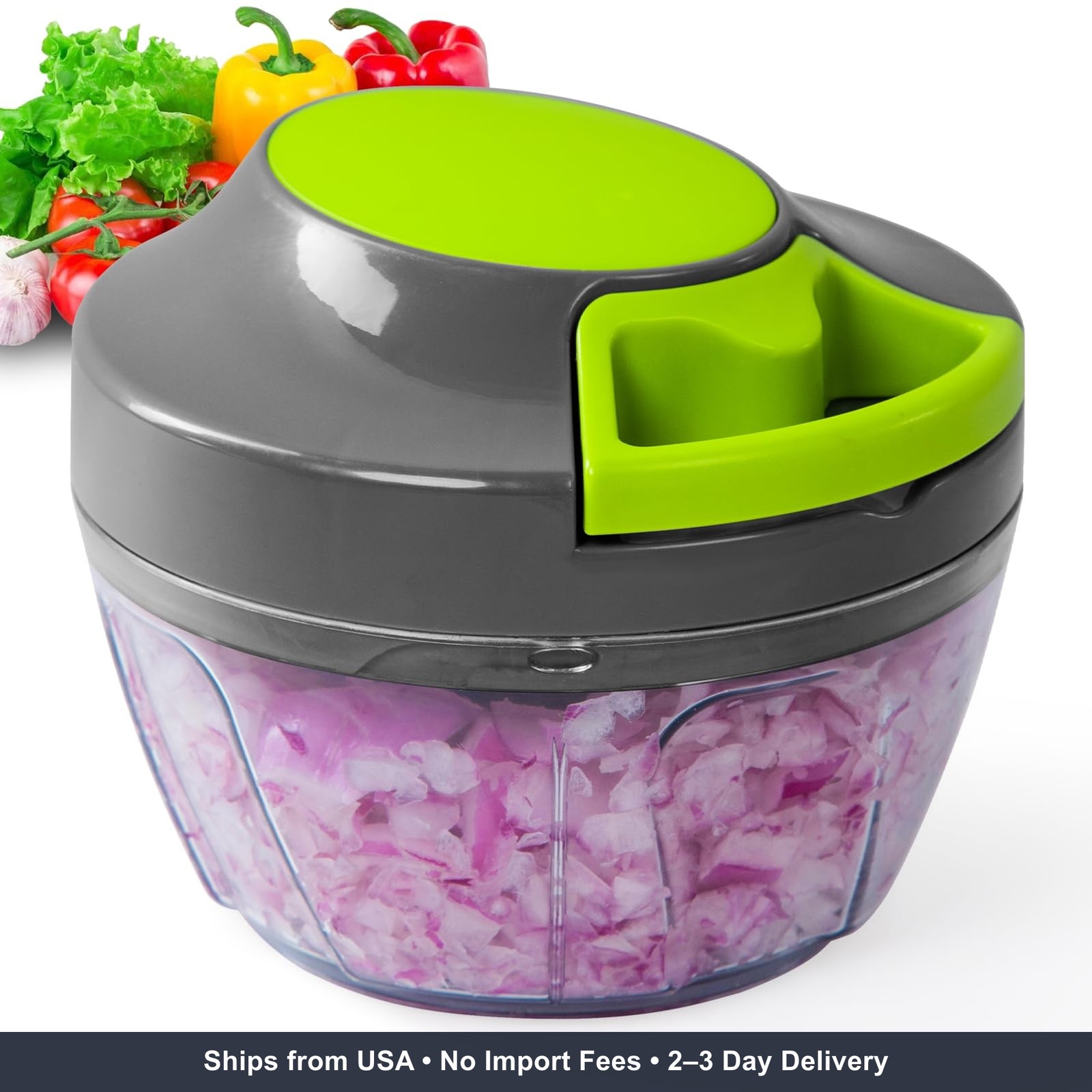 500ml Manual Food Processor Vegetable Chopper Hand Pull Garlic Mincer Onion