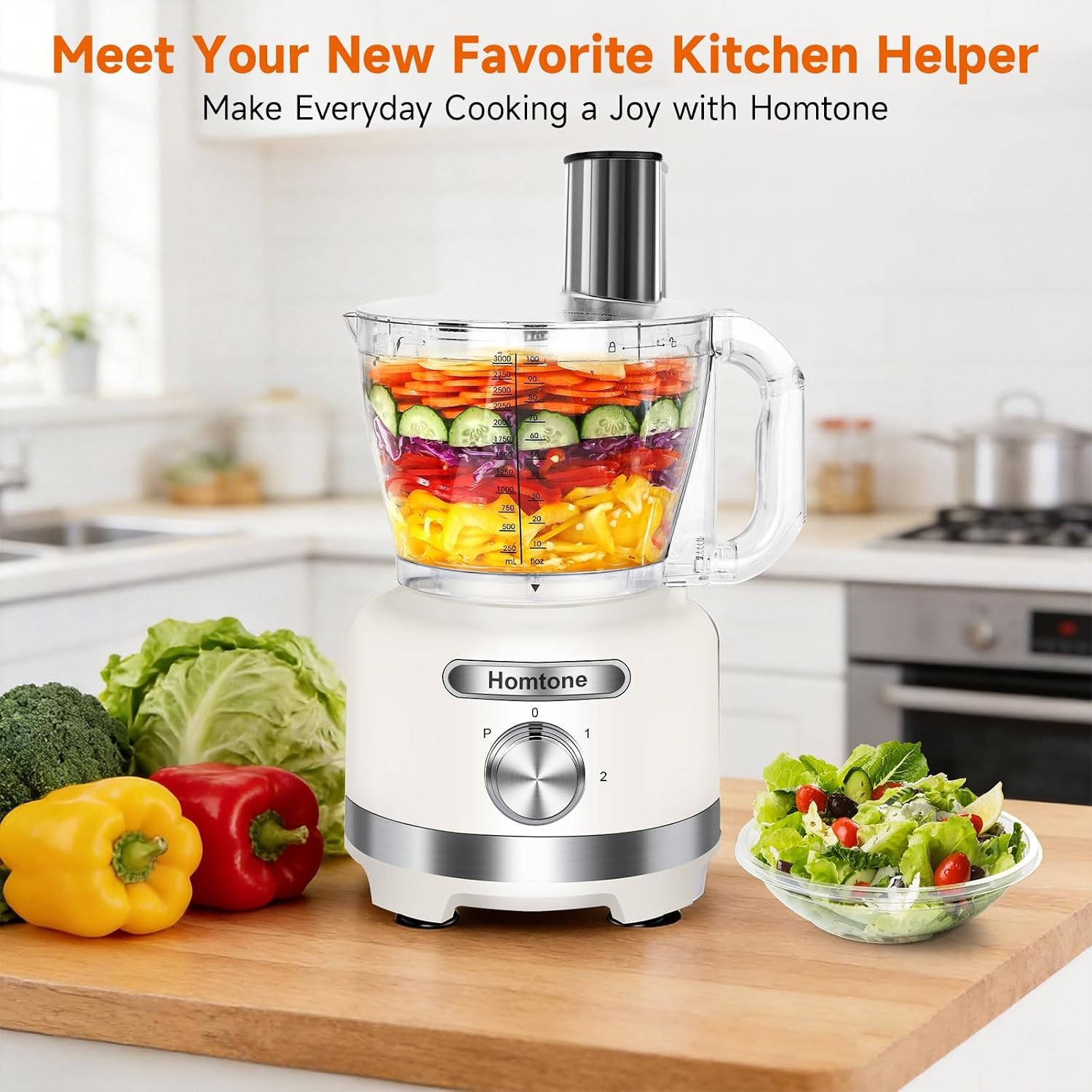 Large Food Processor Homtone 16 Cup Chopper Shredder Slicer