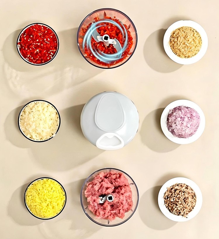 900ML Hand Chopper Manual Rope Food Processor Silcer Shredder Salad Maker Garlic