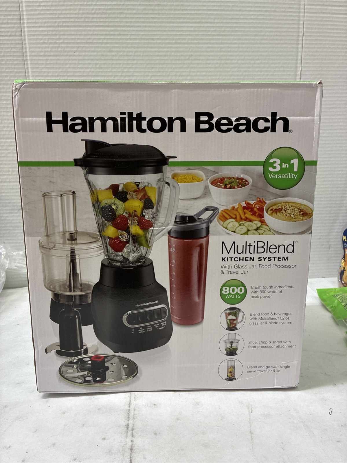 Hamilton Beach 3 in 1 Multiblend Kitchen System W/ Glass & Travel Jar, Processor