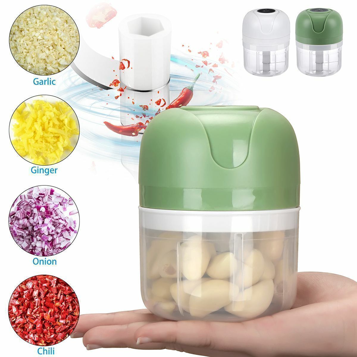 100/250ML 2 Cups Set Wireless Electric Vegetable Onion Garlic Fruit Meat Chopper