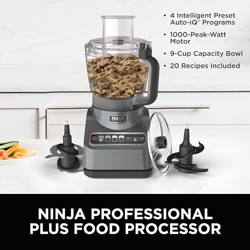 Ninja 1000 Peak Watt 9 Cup Food Processor with Auto iQ Technology Silver