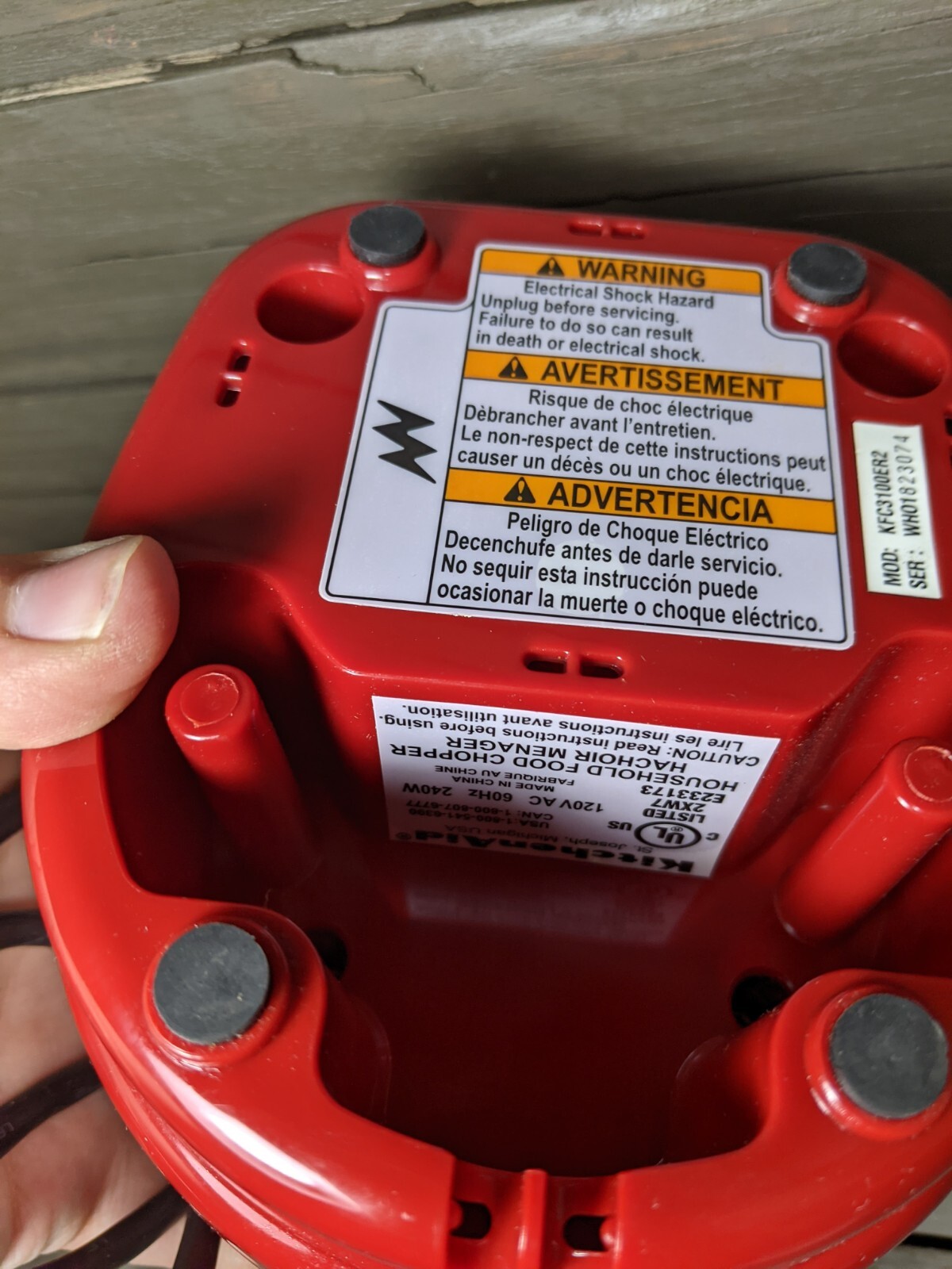 KitchenAid Chef’s Chopper Food Processor Replacement Base Motor Red KFC3100ER2